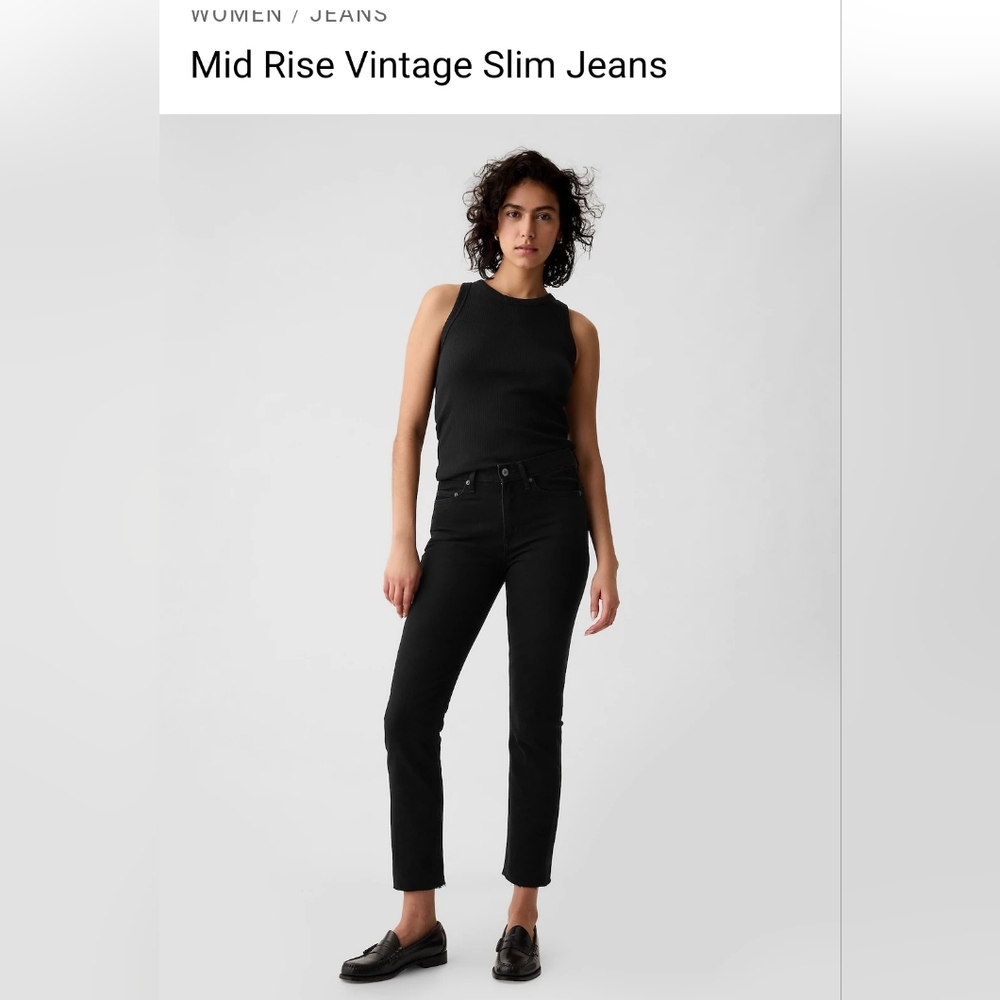 Womens vintage slim, black rinse GAP jeans, NWT